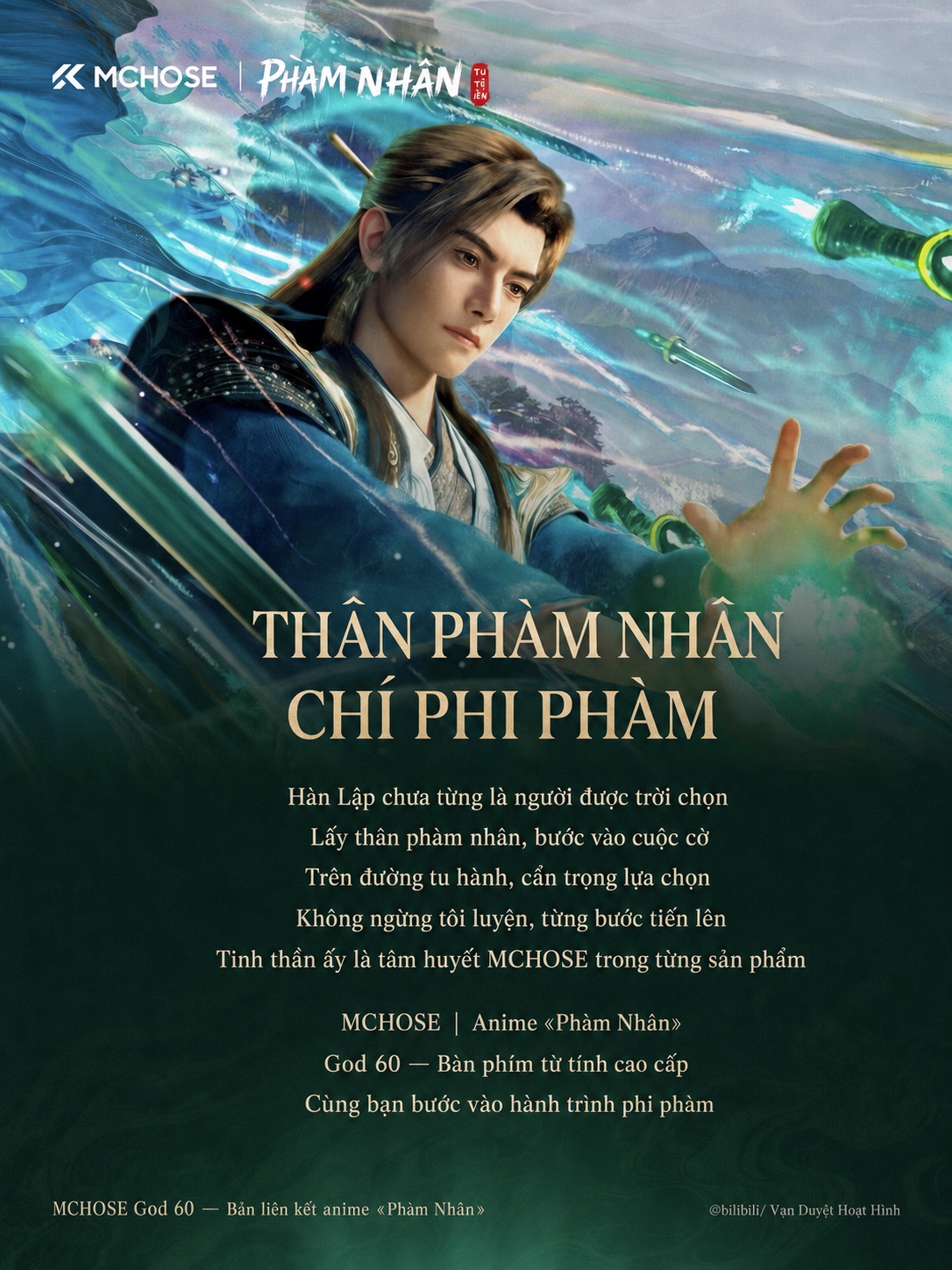 Hàn Lập trong minh họa MCHOSE GOD 60 Phàm Nhân Tu Tiên với câu chuyện thần phàm nhân chí phi phàm