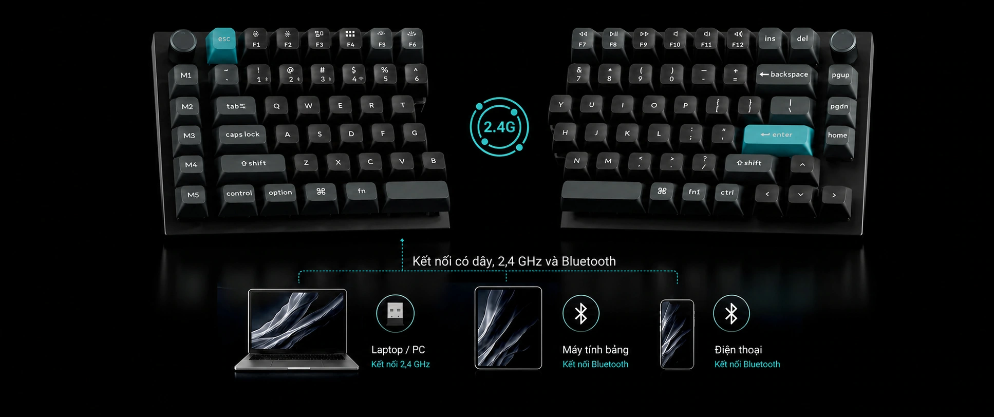 Keychron Q11 Ultra 8K với kết nối có dây, 2,4 GHz và Bluetooth