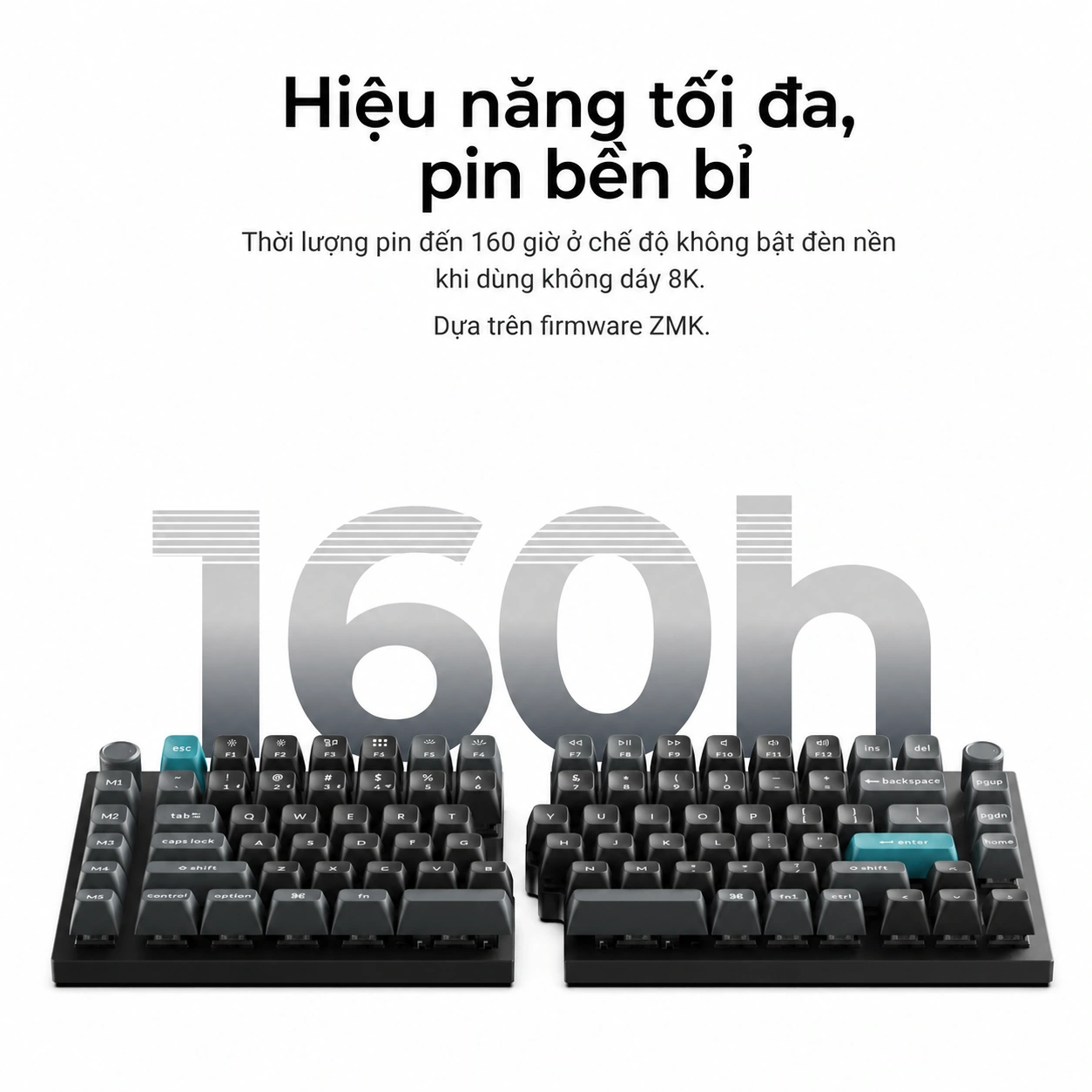 Thời lượng pin đến 160 giờ của Keychron Q11 Ultra 8K