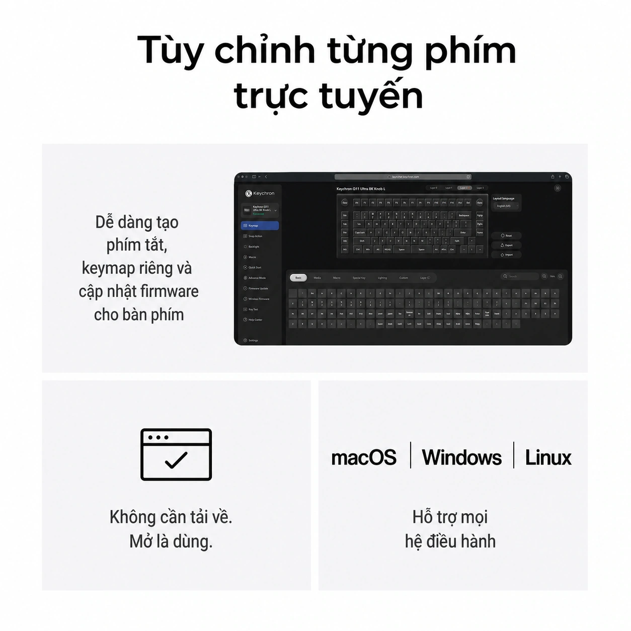 Tùy chỉnh từng phím trực tuyến với Keychron Launcher