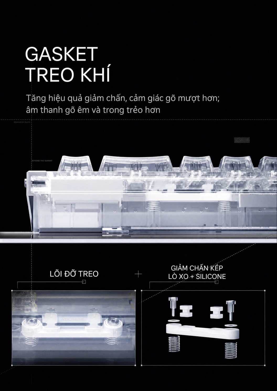 Kết cấu gasket treo khí của VELOTA NOTHING 68