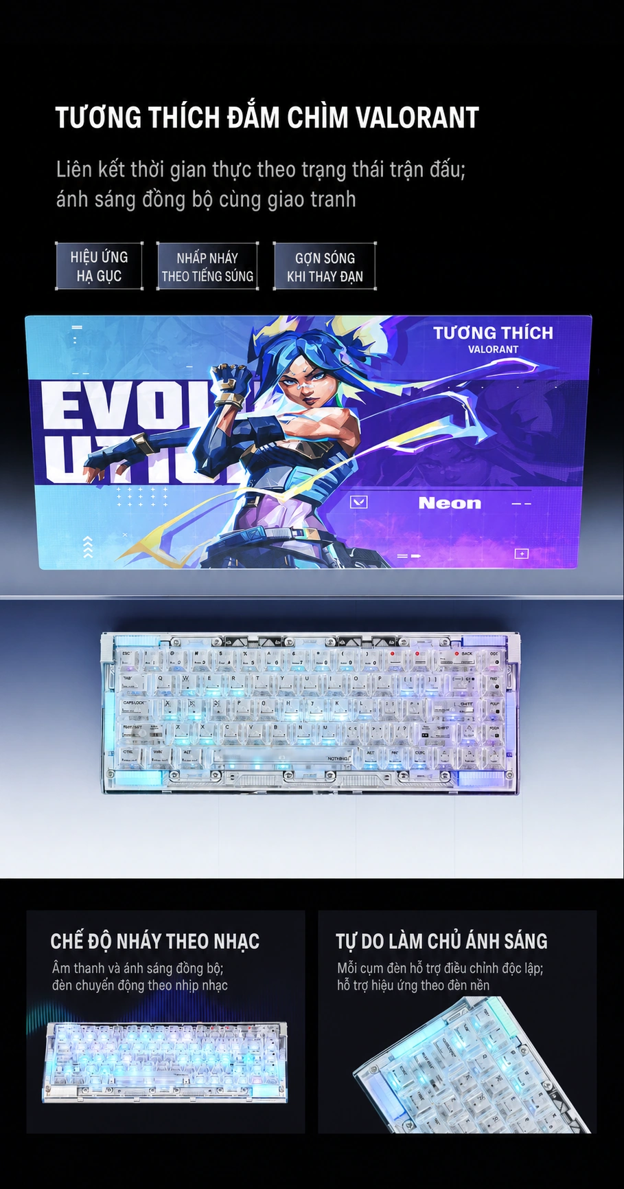 Hiệu ứng đèn gaming VELOTA NOTHING 68