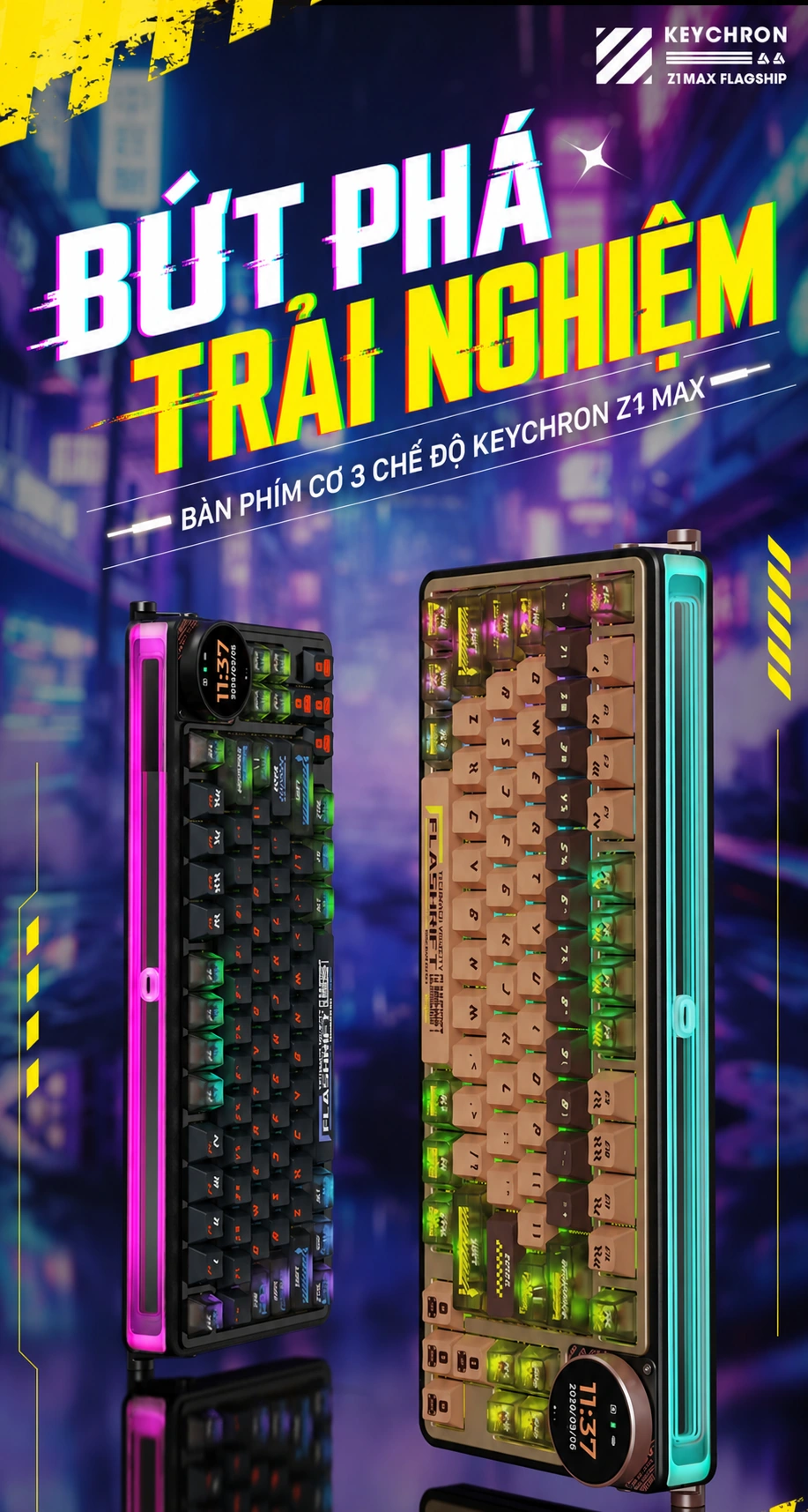 Keychron Z1 Max - bàn phím cơ ba chế độ