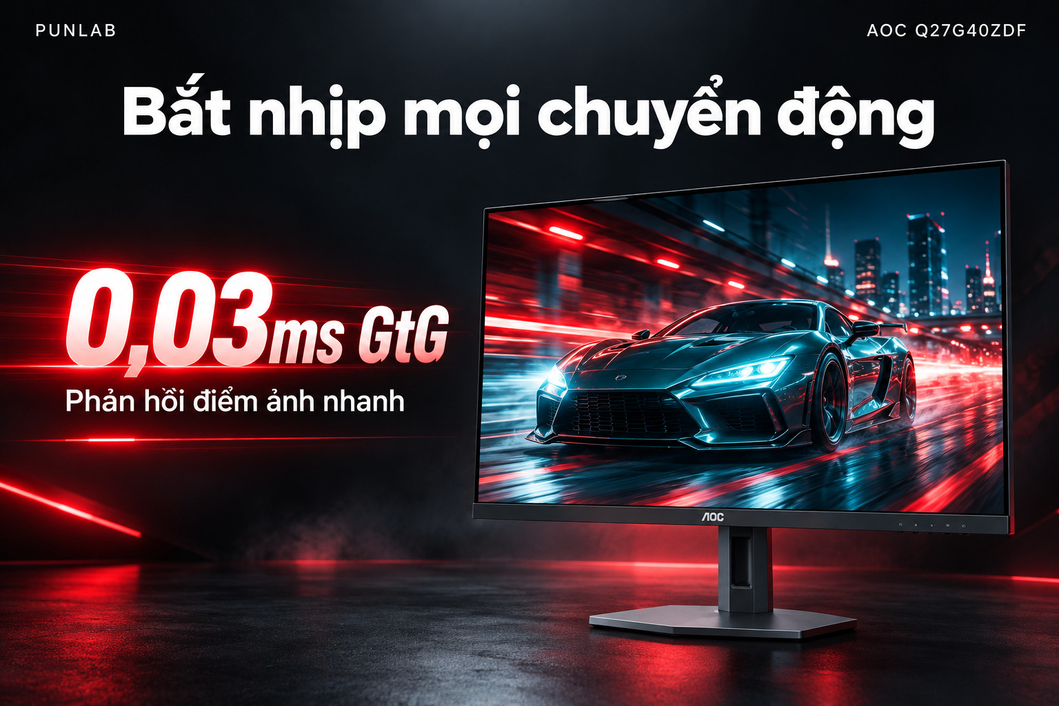 Phản hồi điểm ảnh 0,03ms GtG của màn hình gaming AOC Q27G40ZDF