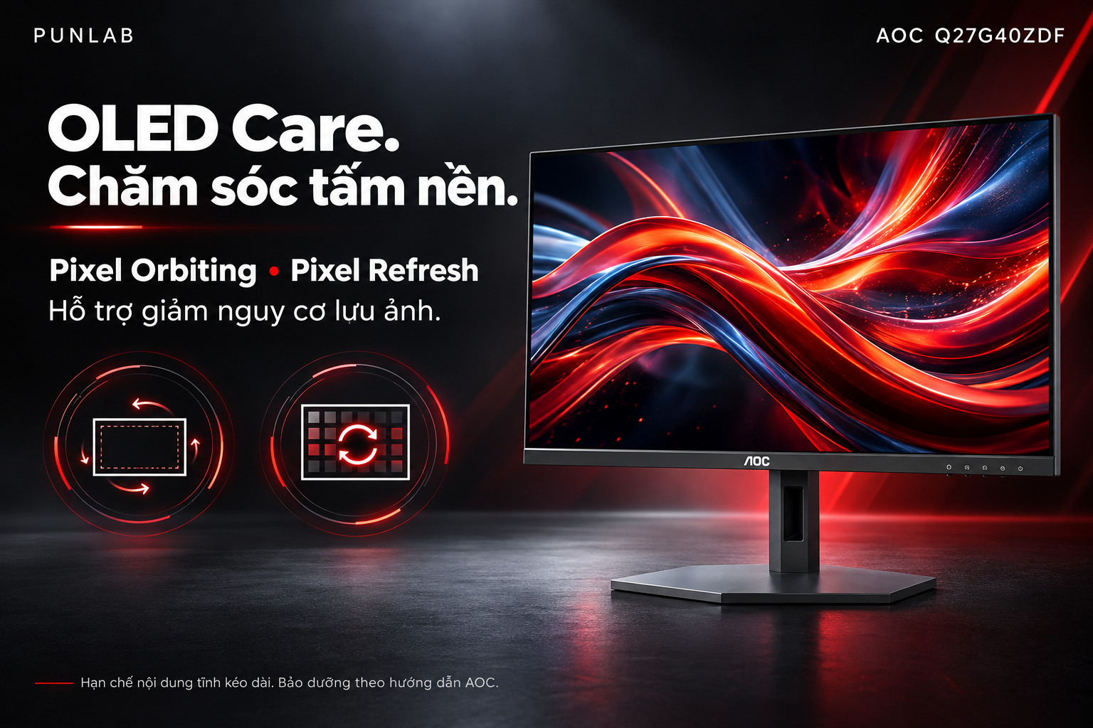 Pixel Orbiting và Pixel Refresh trong OLED Care của AOC Q27G40ZDF