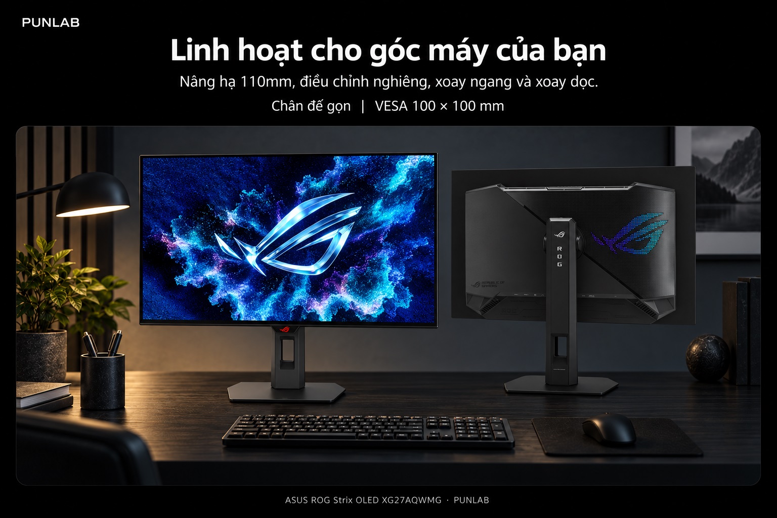 Màn hình ASUS ROG Strix OLED XG27AQWMG — Chân đế điều chỉnh linh hoạt