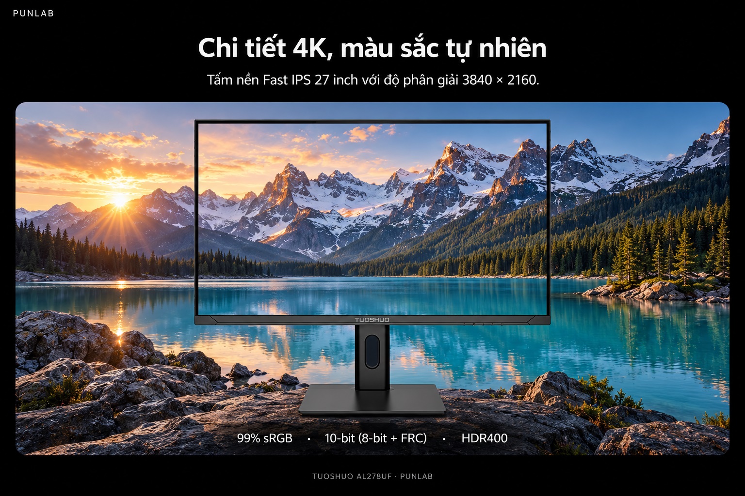 Màn hình TUOSHUO AL278UF — 4K và màu sắc 10-bit (8-bit + FRC)