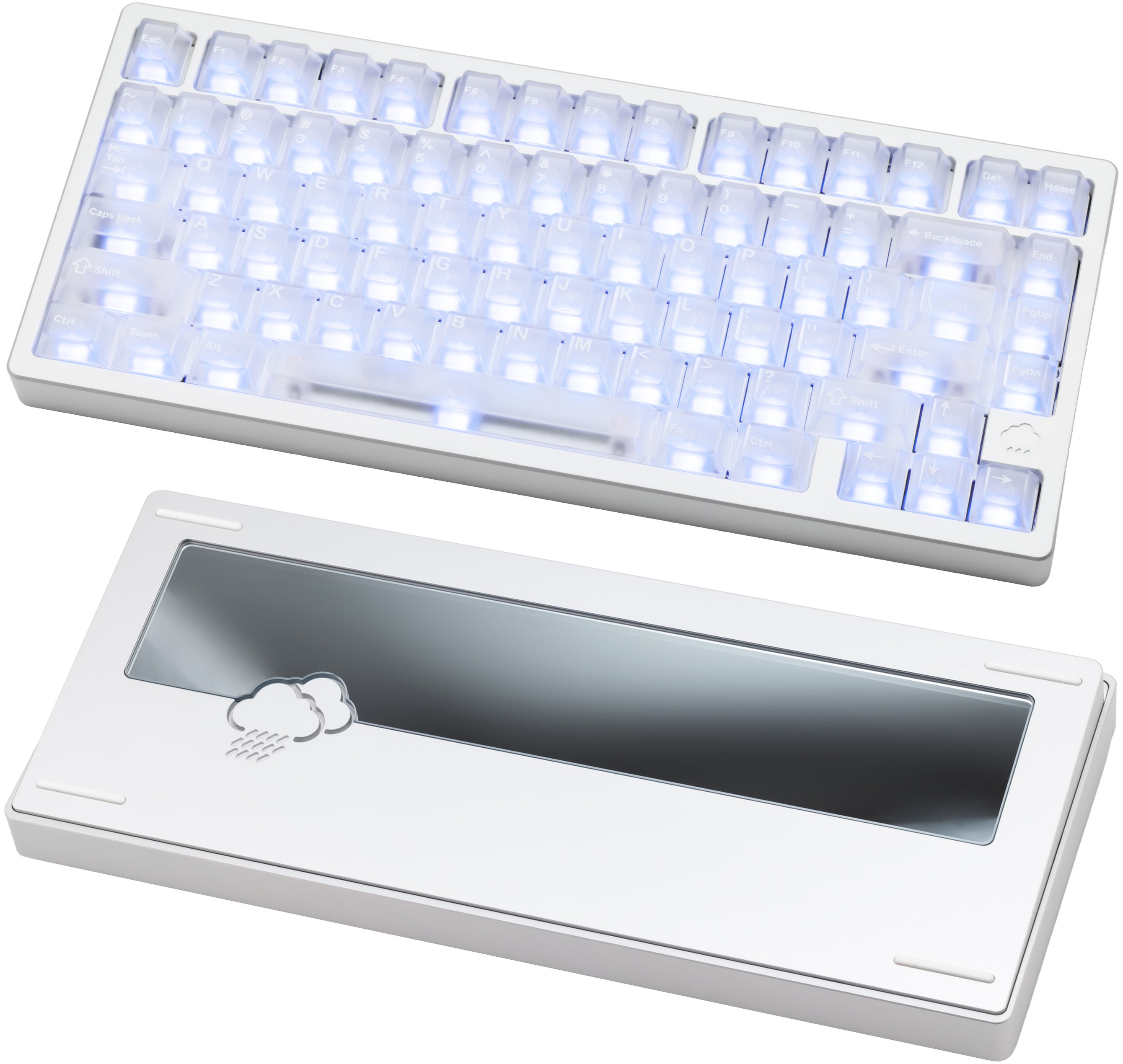 Mặt trước và mặt lưng kính cường lực Rainy 75 Pro Mithril