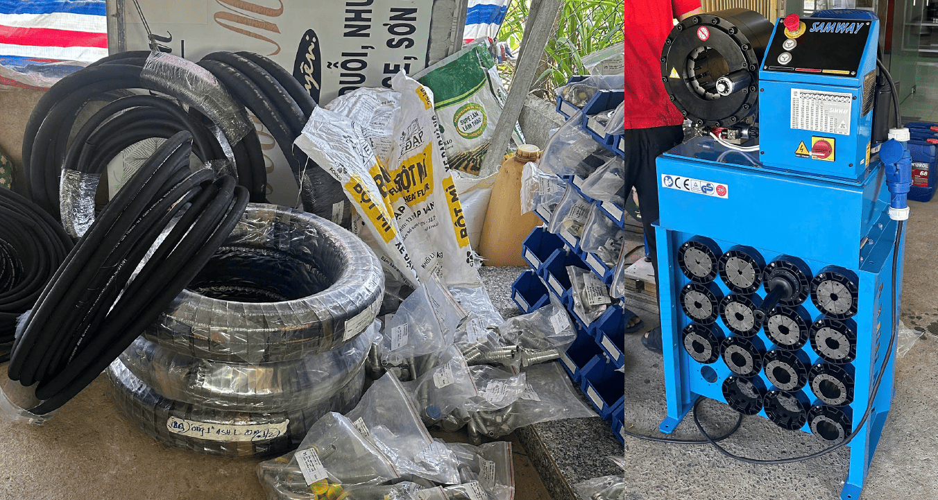 Bàn giao máy bấm ống mềm thủy lực cho cửa hàng mới tại Tây Ninh