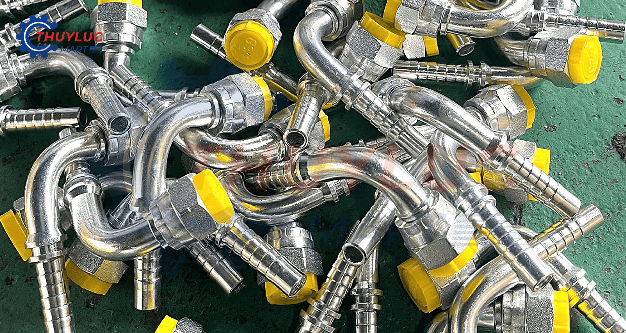 Đầu cong 90 độ thép ren BSPP 3/8 kết nối linh hoạt cho hệ thống thủy lực