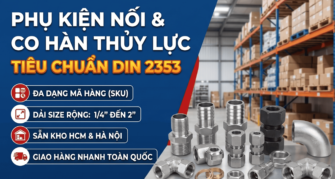 Co Nối Và Chuôi Hàn Hàn Thủy Lực Chuẩn DIN 2353 Sẵn Kho Thủy Lực Mart