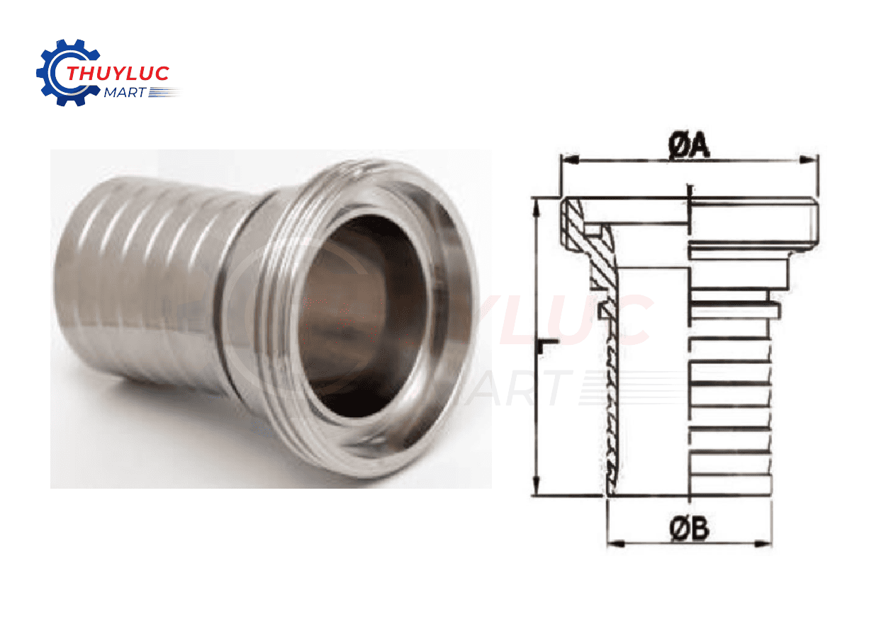  Đầu nối đực chuẩn DIN alfagomma chuyên dùng cho ống thực phẩm