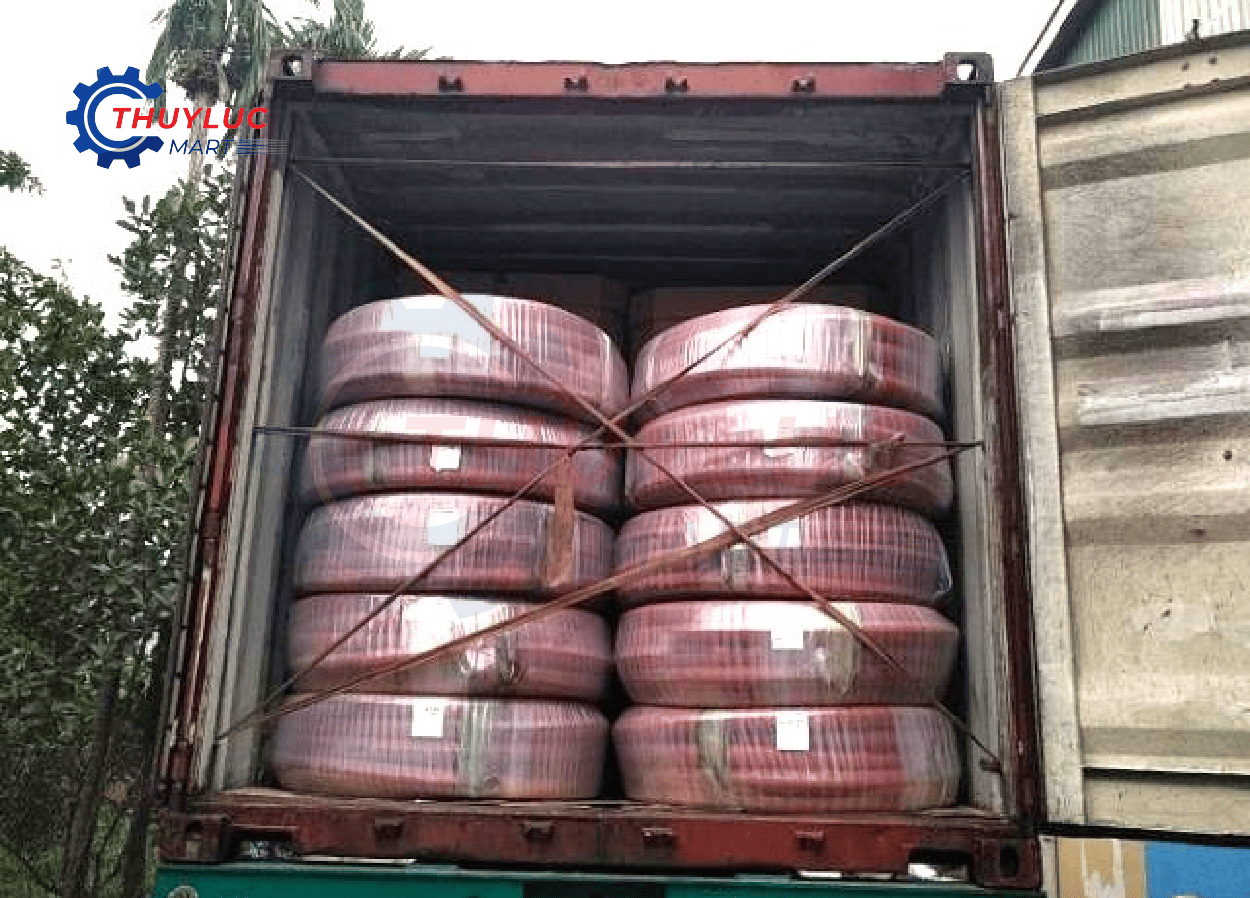 tuy ô ống mềm Alfagomma nhập container nguyên cuộn về kho Thủy Lực Mart – ống thủy lực Alfagomma chính hãng