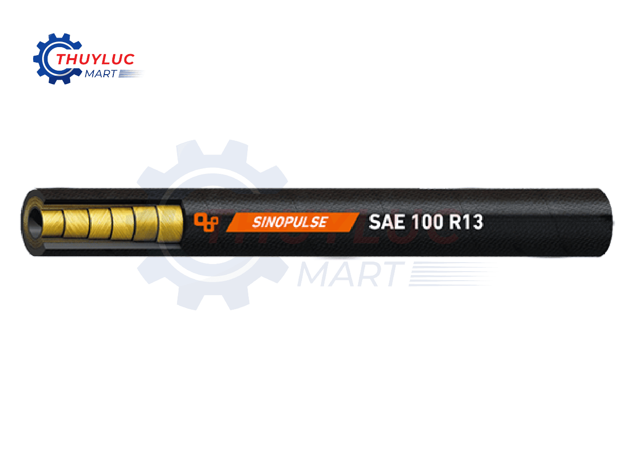 Ống thủy lực thép xoắn tiêu chuẩn SAE 100R13 với nhiều lớp dây thép quấn xoắn, chuyên dùng cho hệ thống thủy lực áp suất cao và tải nặng.