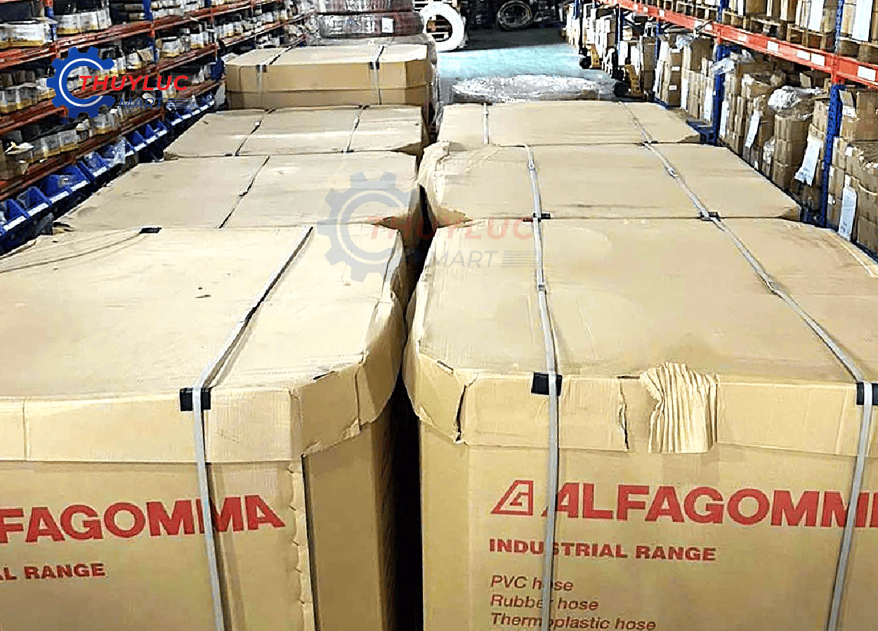 pallet ống mềm Alfagomma nhập kho số lượng lớn – đáp ứng nhu cầu ống thủy lực Alfagomma cho khách B2B
