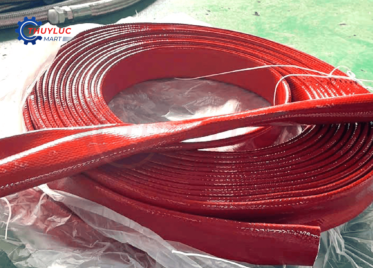 Cuộn vỏ cách nhiệt PJ màu đỏ, silicon bọc sợi thủy tinh – silicon fiberglass heat protection sleeve số lượng lớn nhập kho