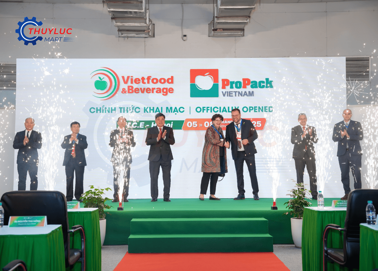 Lễ khai mạc Vietfood & Beverage – ProPack Vietnam 2025 tại Hà Nội, nơi Thủy Lực Mart tham gia trưng bày dòng ống thực phẩm Alfagomma nhập khẩu Italy.