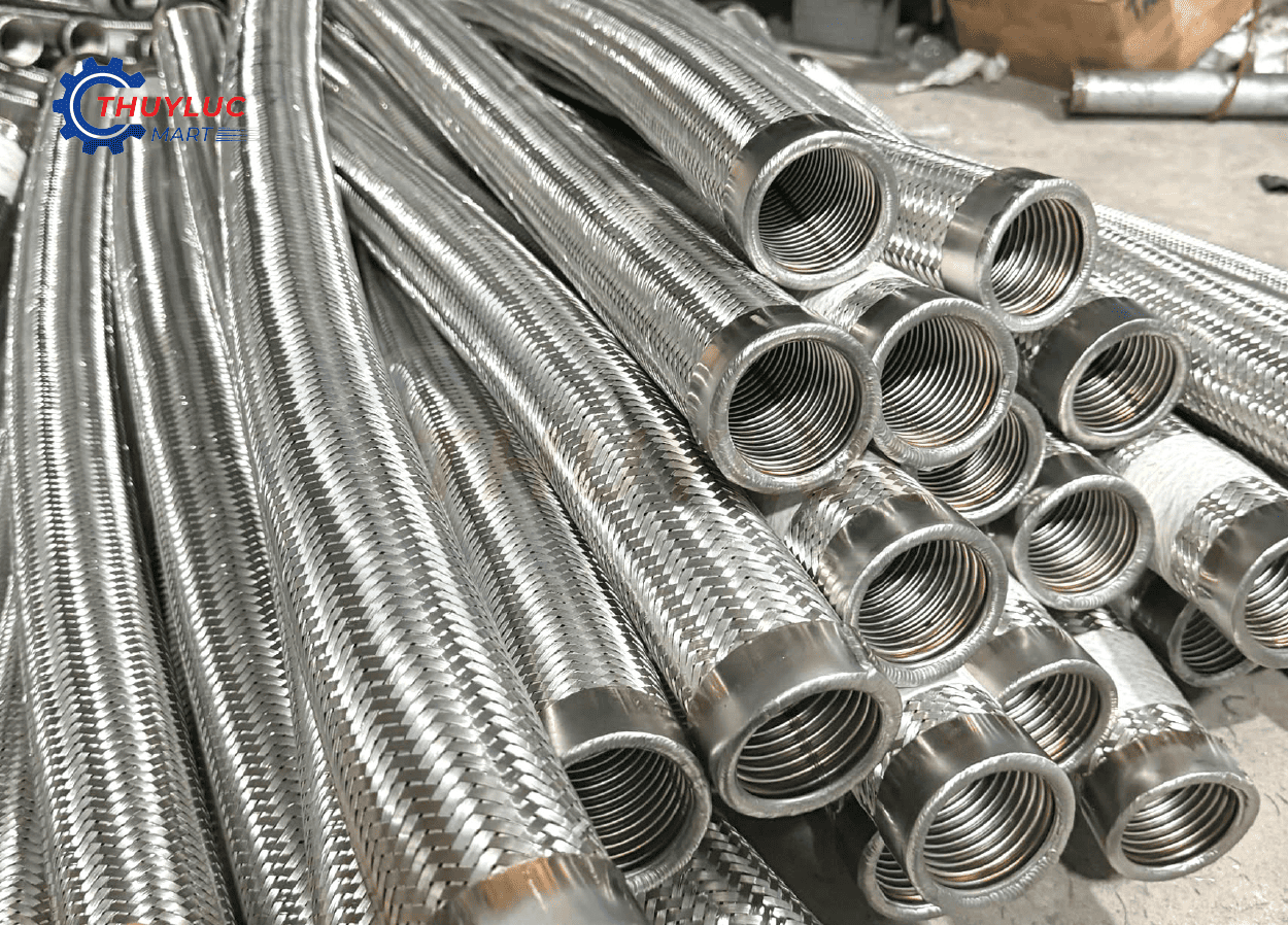 Ống mềm inox ruột gà bọc lưới inox tiêu chuẩn JIS – sản phẩm gia công theo yêu cầu tại Thủy Lực Mart.