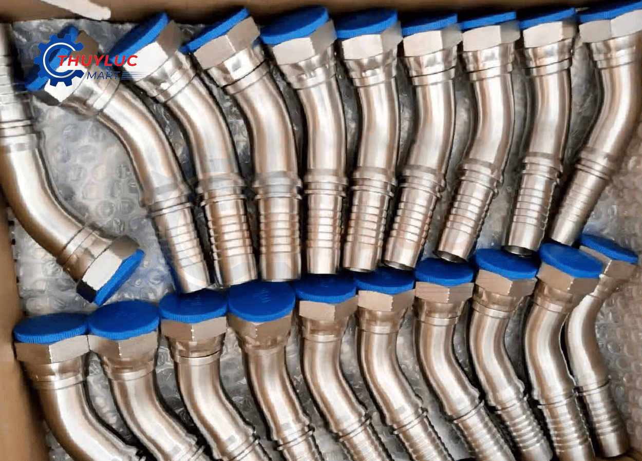 Đầu inox bấm ống thủy lực cong 90 độ inox 304/316 dùng cho hệ thống áp lực cao