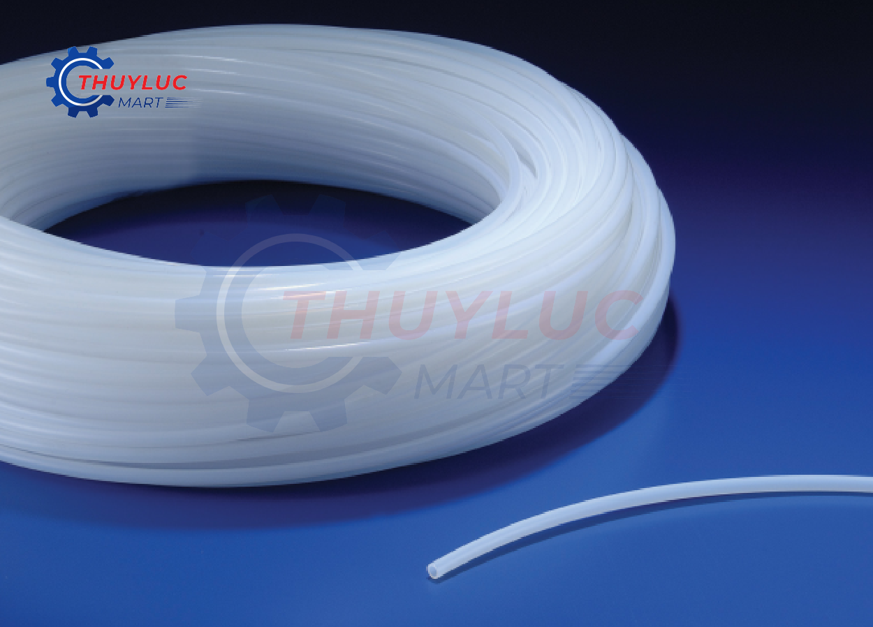 Ống PTFE trắng dạng cuộn, vật liệu chống bám dính, chịu nhiệt và kháng hóa chất trong hệ thống công nghiệp