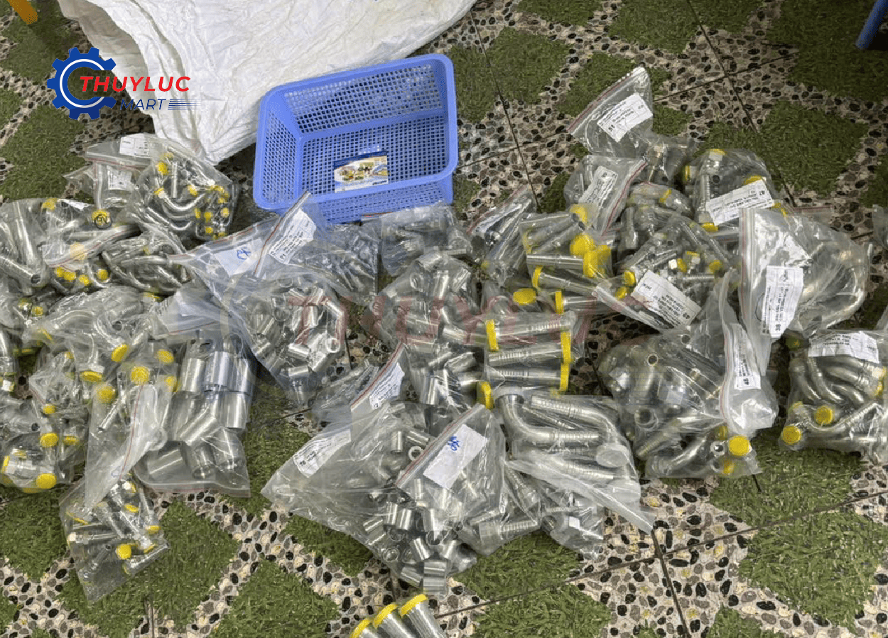 Đầy đủ vật tư đầu bấm cos và đầu nối thủy lực phục vụ bấm ép ống