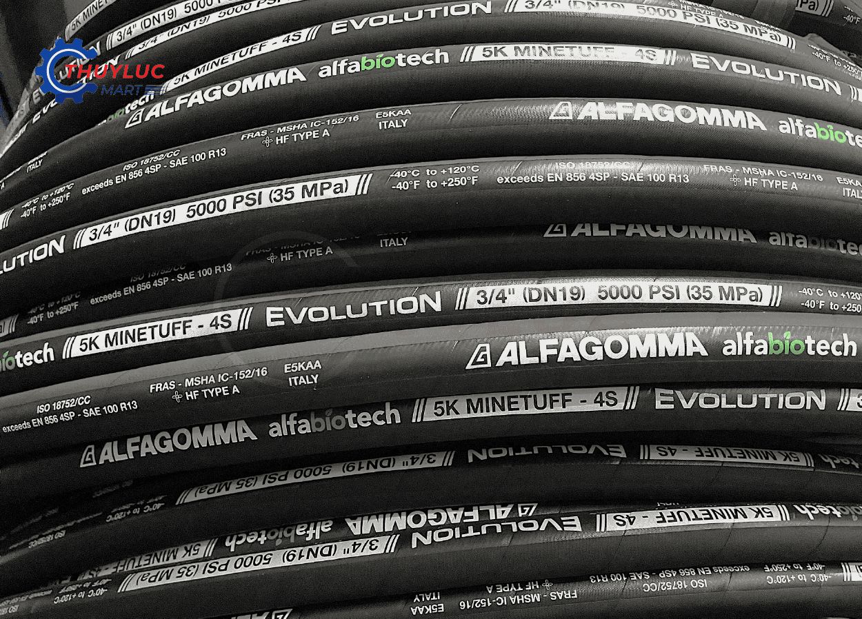 Ống tuy ô Alfagomma bọc nhựa và bấm đầu ren BSP – JIC – ORFS