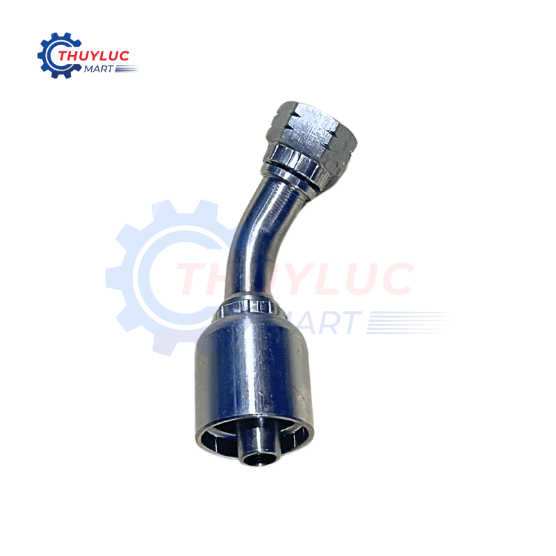 Đầu bấm, 3/8" - 9/16"x18 JIC, cong 45, kèm vỏ bóp 2 lớp, SS316, 26741-06-06RW