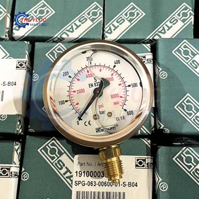 Đồng hồ đo áp suất D63, 600bar, chân đáy, SPG-063-00600-01-S-B04