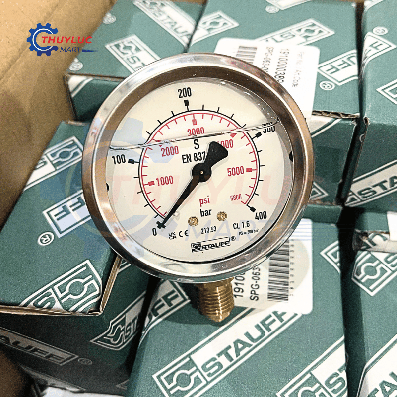 Đồng hồ đo áp suất D63, 400bar, chân đáy, SPG-063-00400-01-S-B04