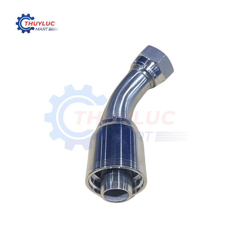Đầu bấm, 1" - 1.5/16"x12 JIC, cong 45, kèm vỏ bóp 4 lớp, SS316, 26742-16-16RW