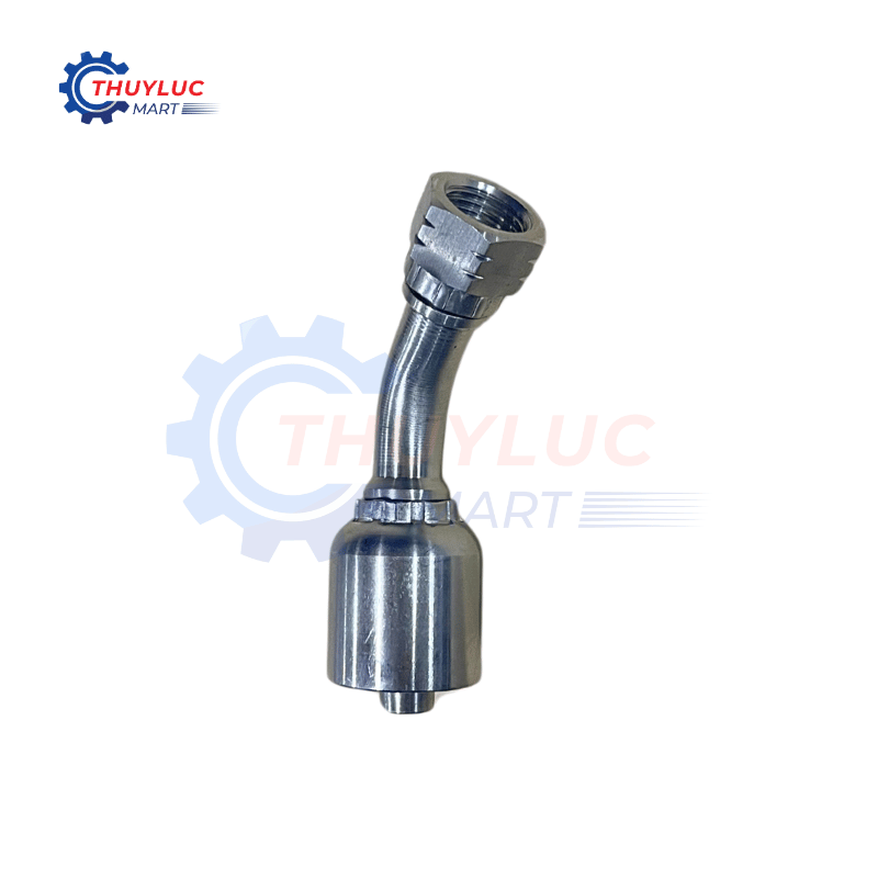 Đầu bấm, 3/8" - 9/16"x18 JIC, cong 45, kèm vỏ bóp 2 lớp, SS316, 26741-06-06RW