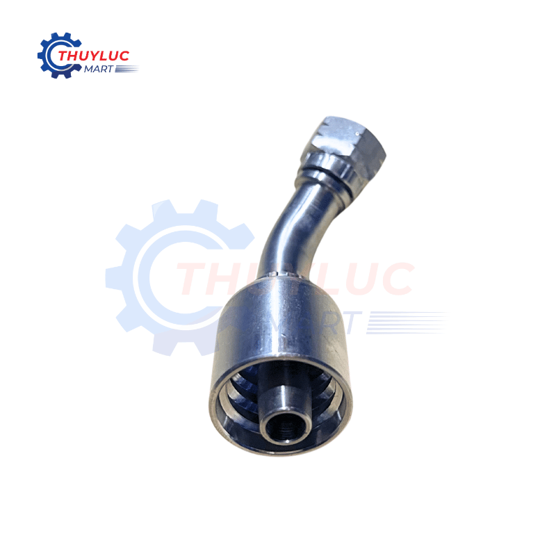 Đầu bấm, 3/8" - 9/16"x18 JIC, cong 45, kèm vỏ bóp 2 lớp, SS316, 26741-06-06RW