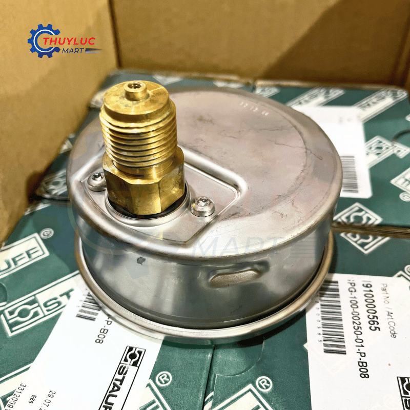 Đồng hồ đo áp suất D100, 250bar, chân lưng, SPG-100-00250-01-P-B08