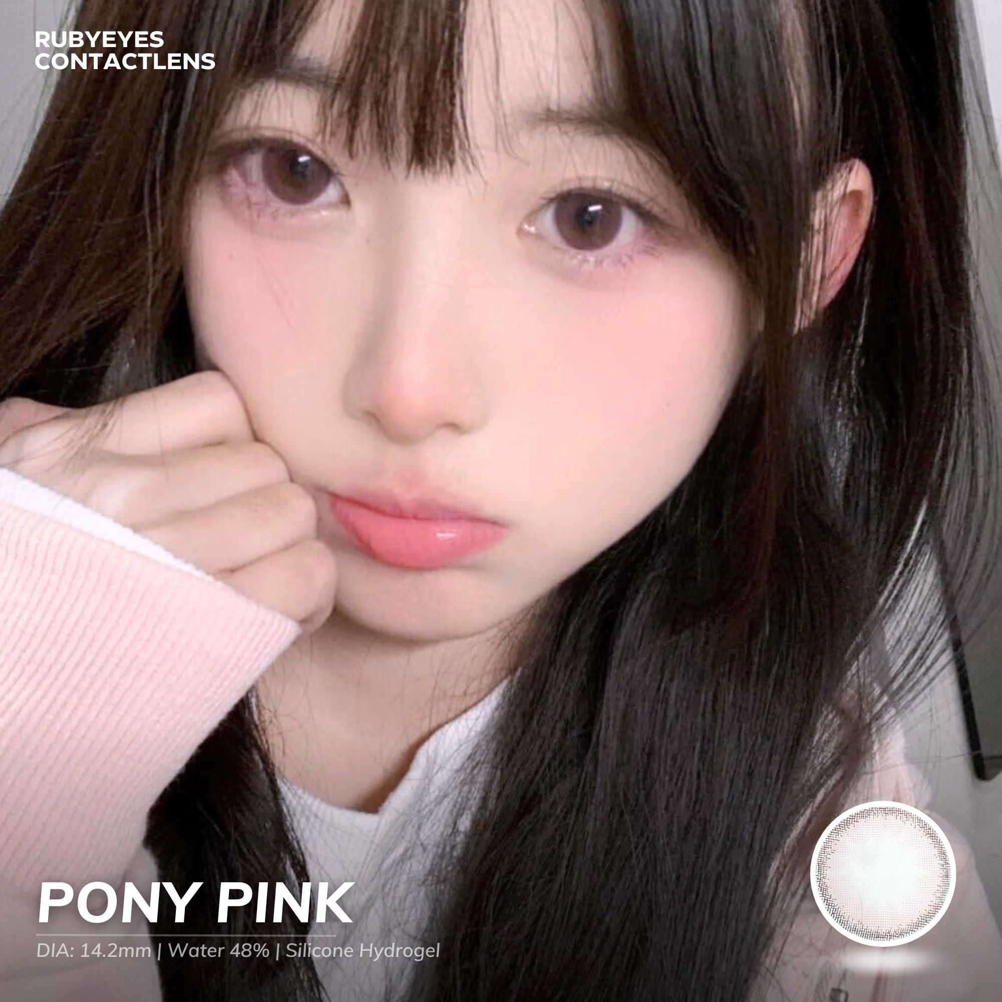 Kính áp tròng RUBYEYES hồng Pony Pink (Lens 0 độ)