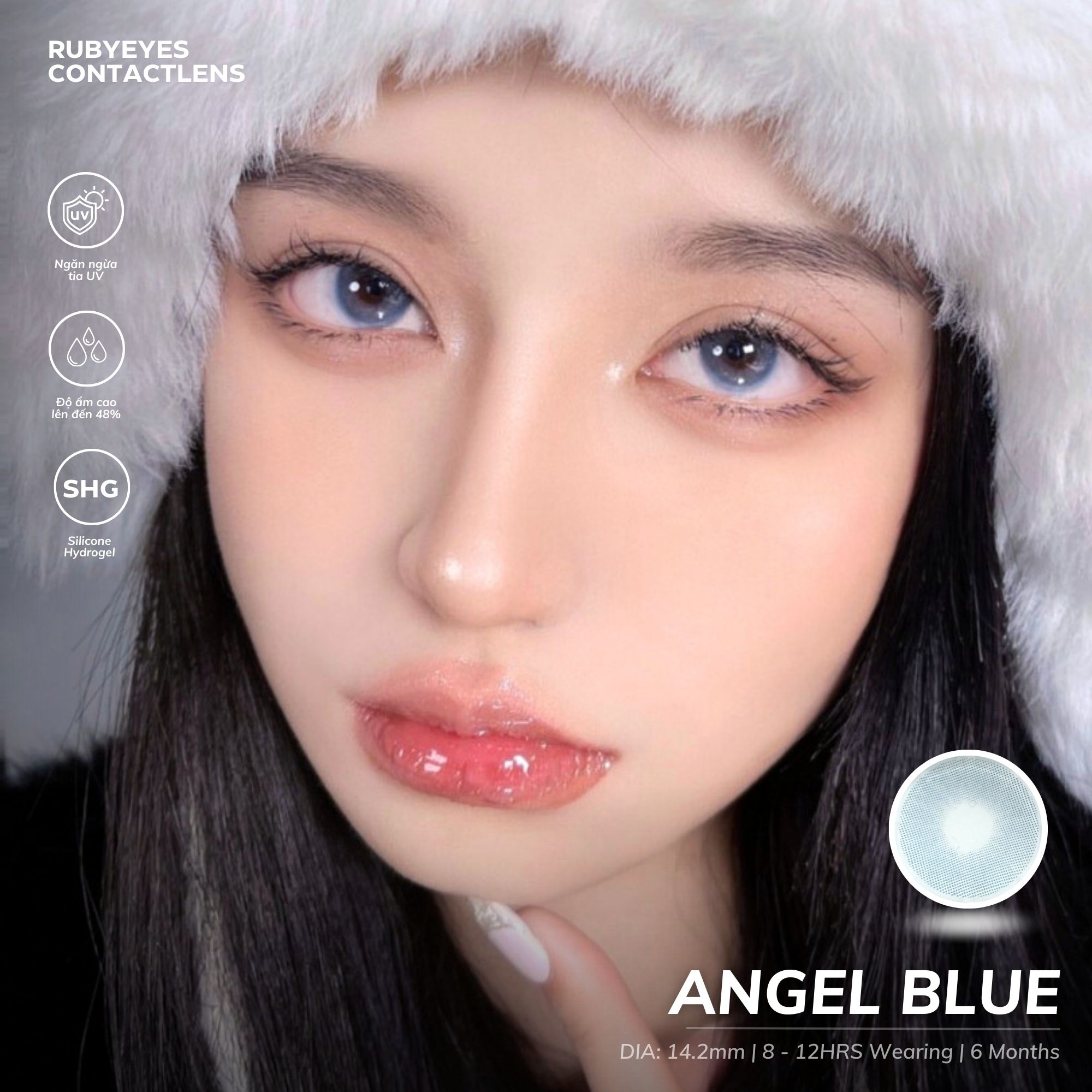 Kính áp tròng RUBYEYES xanh Angel Blue (Lens 0 độ)