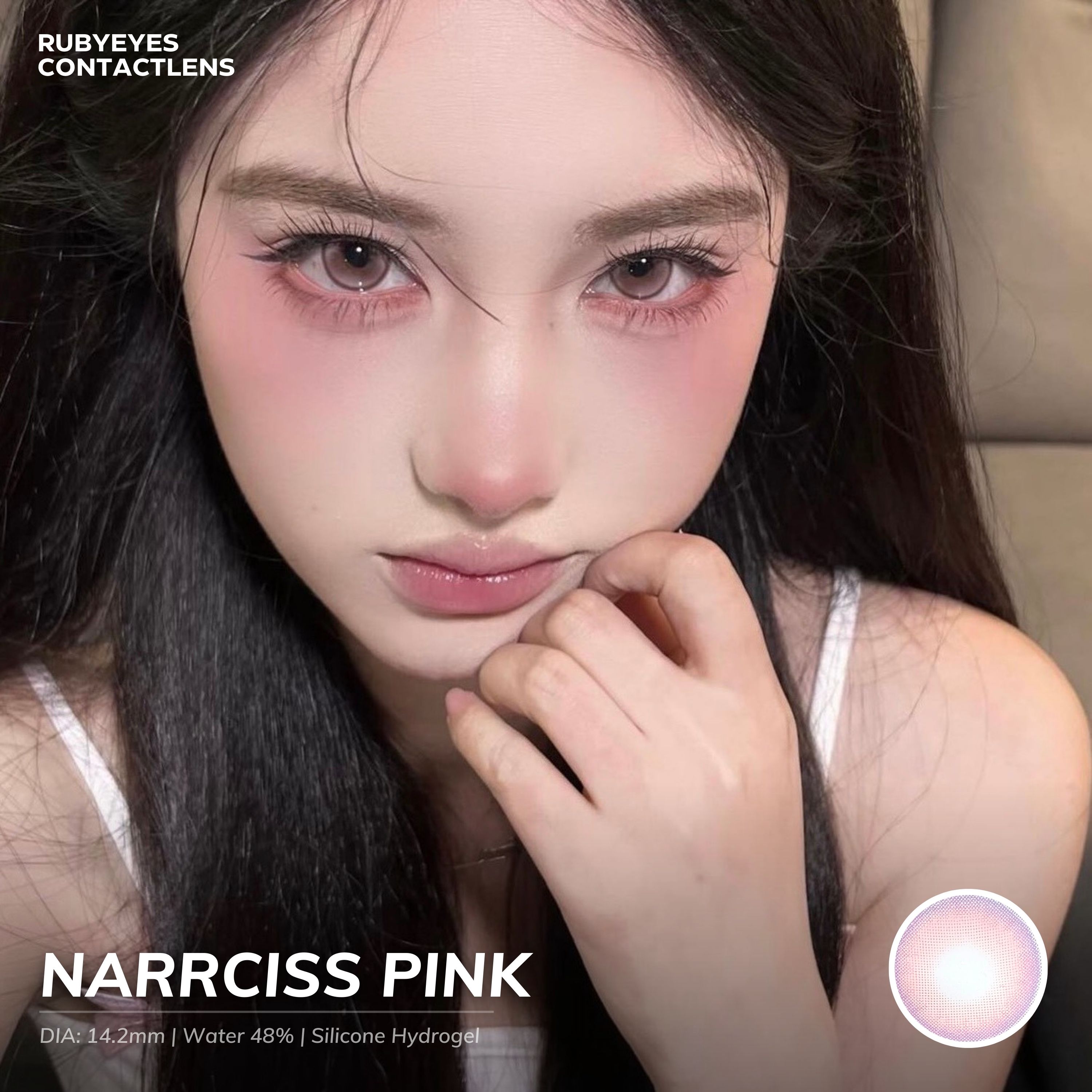 Kính áp tròng RUBYEYES hồng Narrciss Pink (Lens 0 độ)