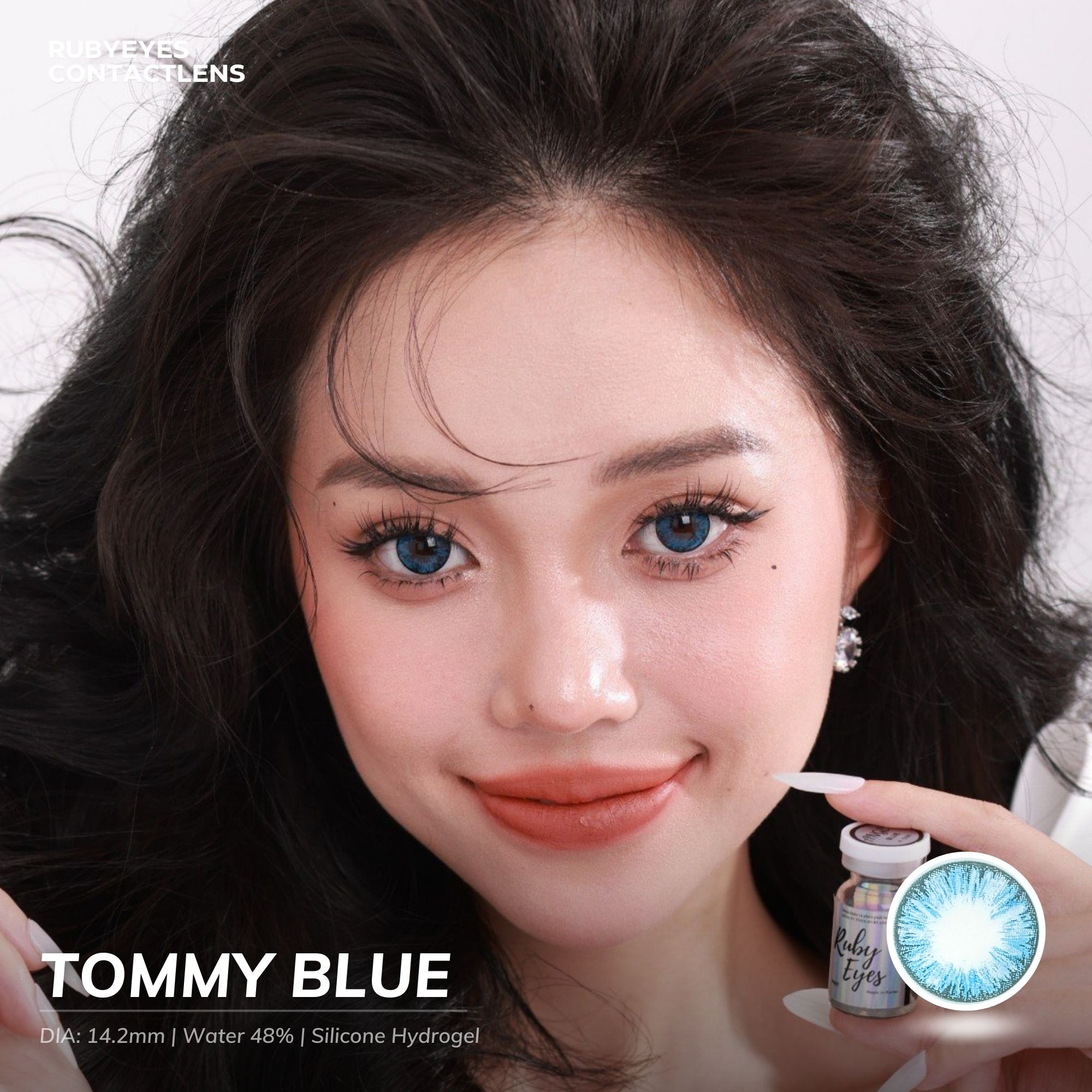 Kính áp tròng RUBYEYES xanh Tommy Blue (Lens 0 độ)