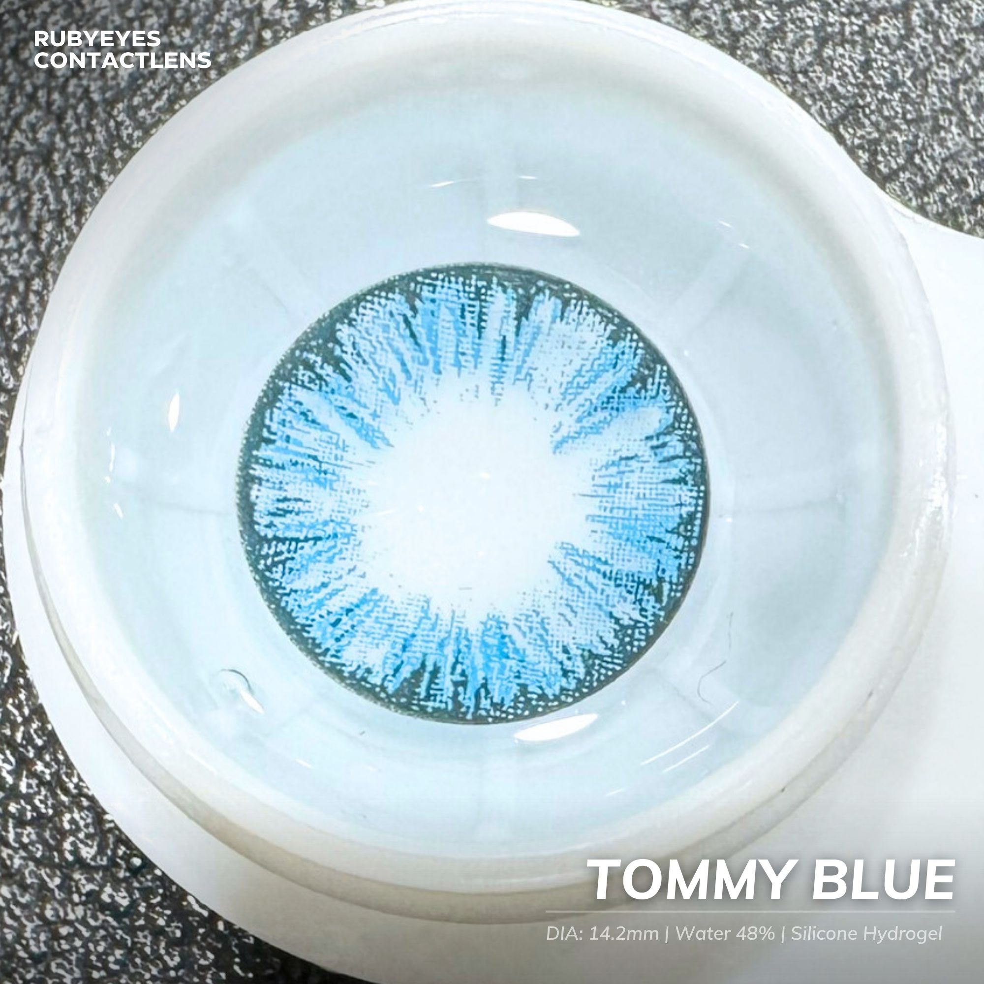 Kính áp tròng RUBYEYES xanh Tommy Blue (Lens 0 độ)