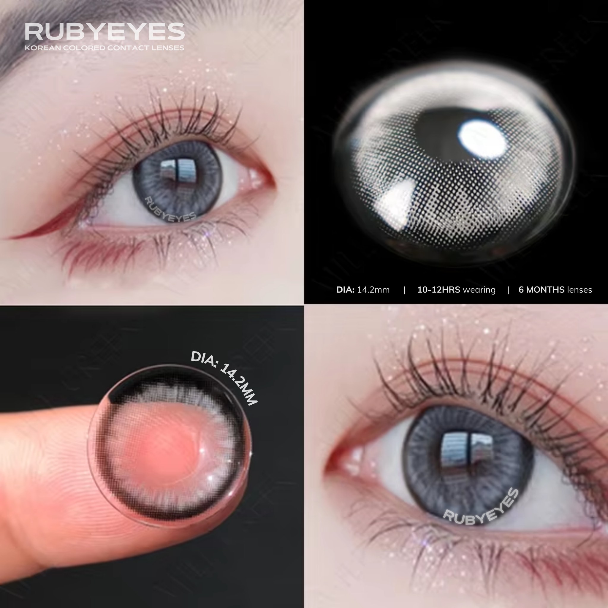 Kính Áp Tròng Ruby Eyes 0 Độ Màu Xám Darling Gray