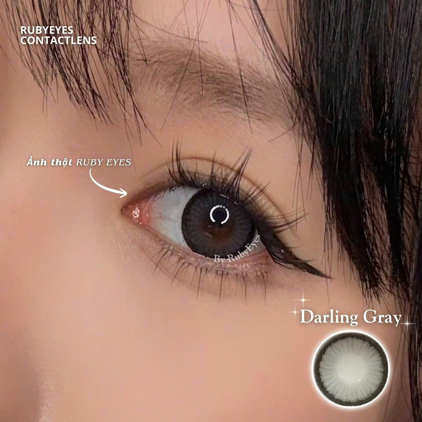 Kính Áp Tròng Ruby Eyes 0 Độ Màu Xám Darling Gray
