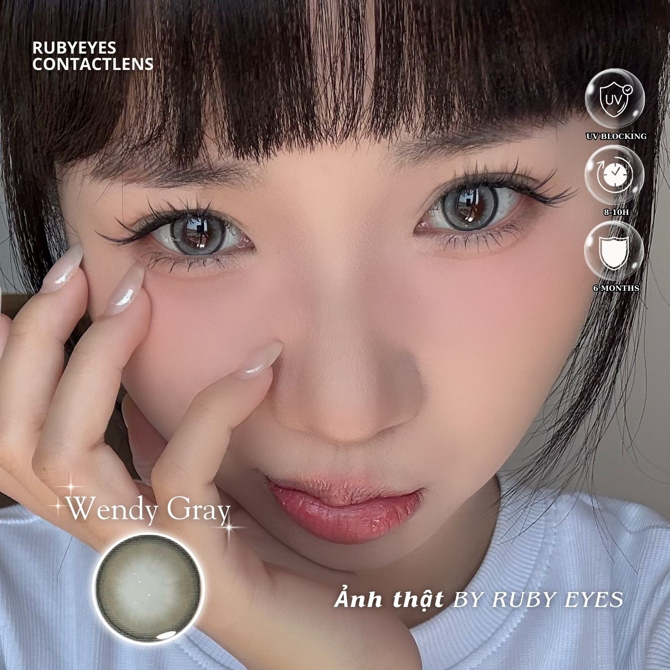 Kính Áp Tròng QUEEN VISION Màu Xám Wendy Gray (Lens 0 độ)