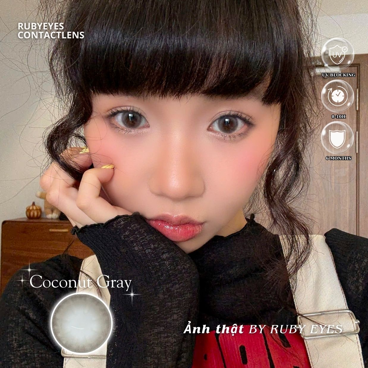 Kính Áp Tròng Màu Xám Coconut Gray 14.2mm
