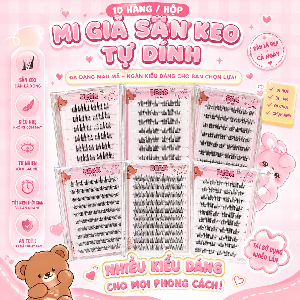 Tổng Hợp Mi Giả 10 Hàng Sẵn Keo