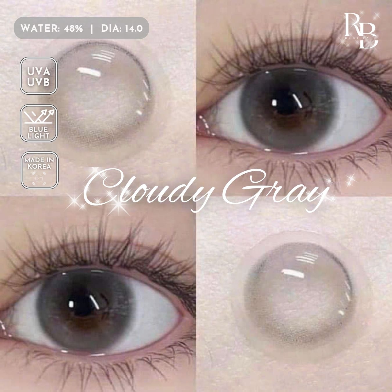 Ruby Cloudy Kính Áp Tròng Màu Xám Cloudy Gray