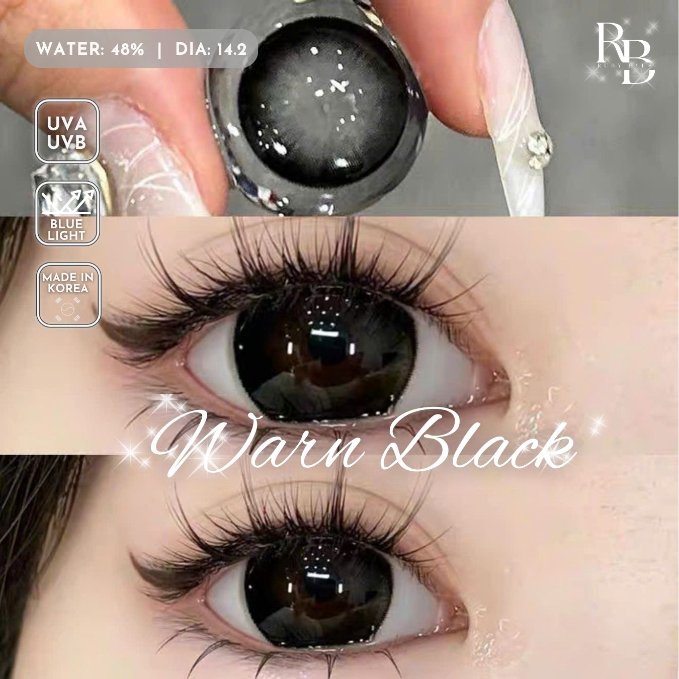 Kính Áp Tròng Màu Đen Warn Black