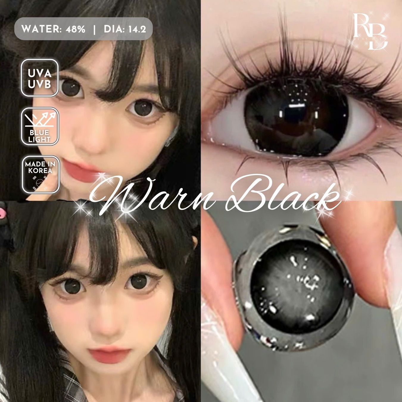 Kính Áp Tròng Màu Đen Warn Black