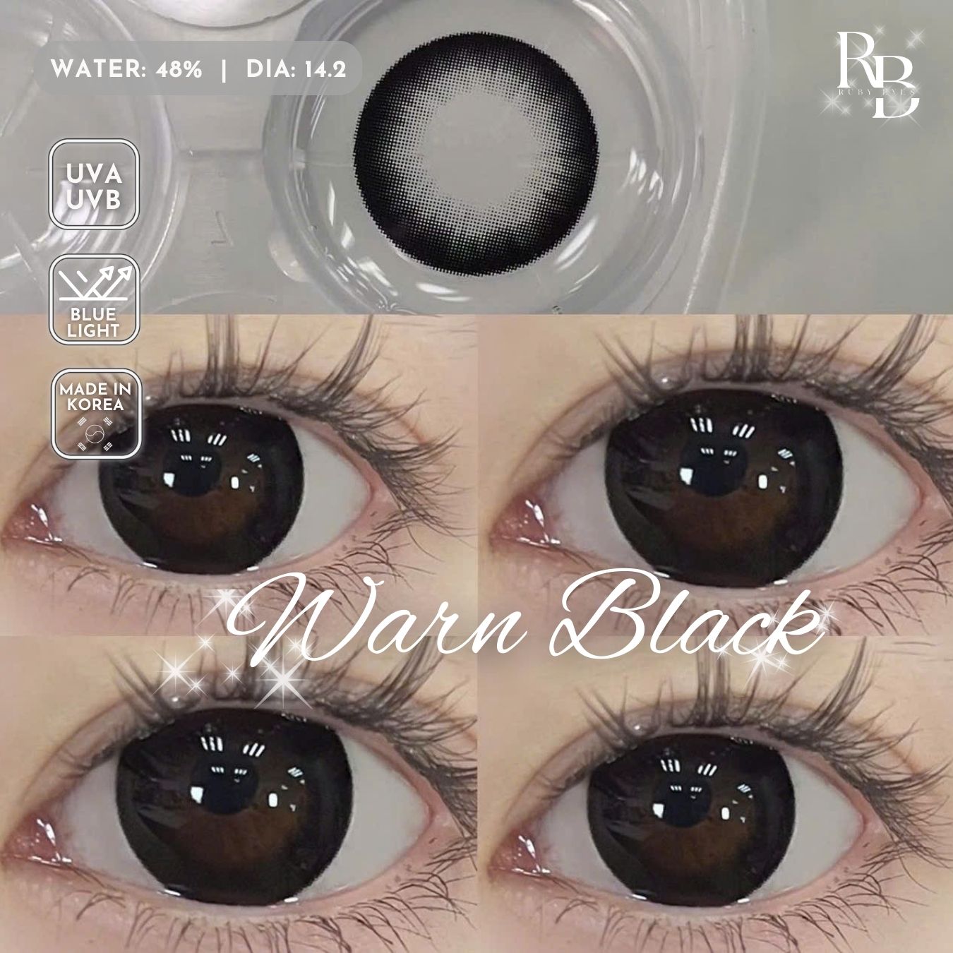 Kính Áp Tròng Màu Đen Warn Black