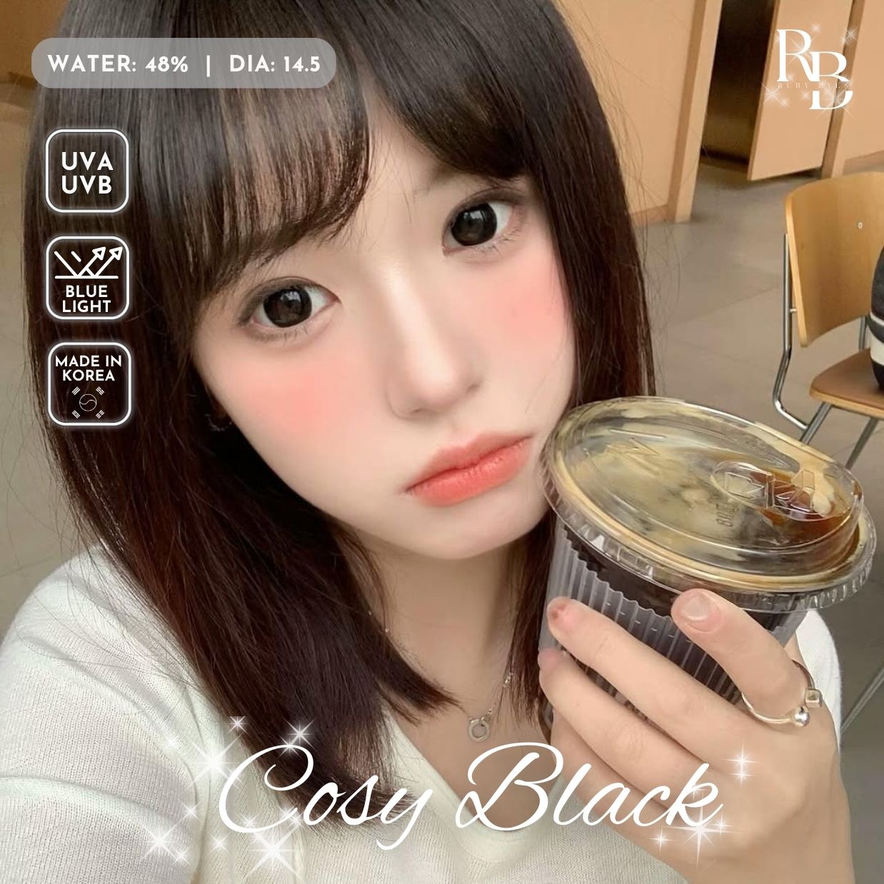 Kính Áp Tròng Màu Đen Cosy Black 14.5mm