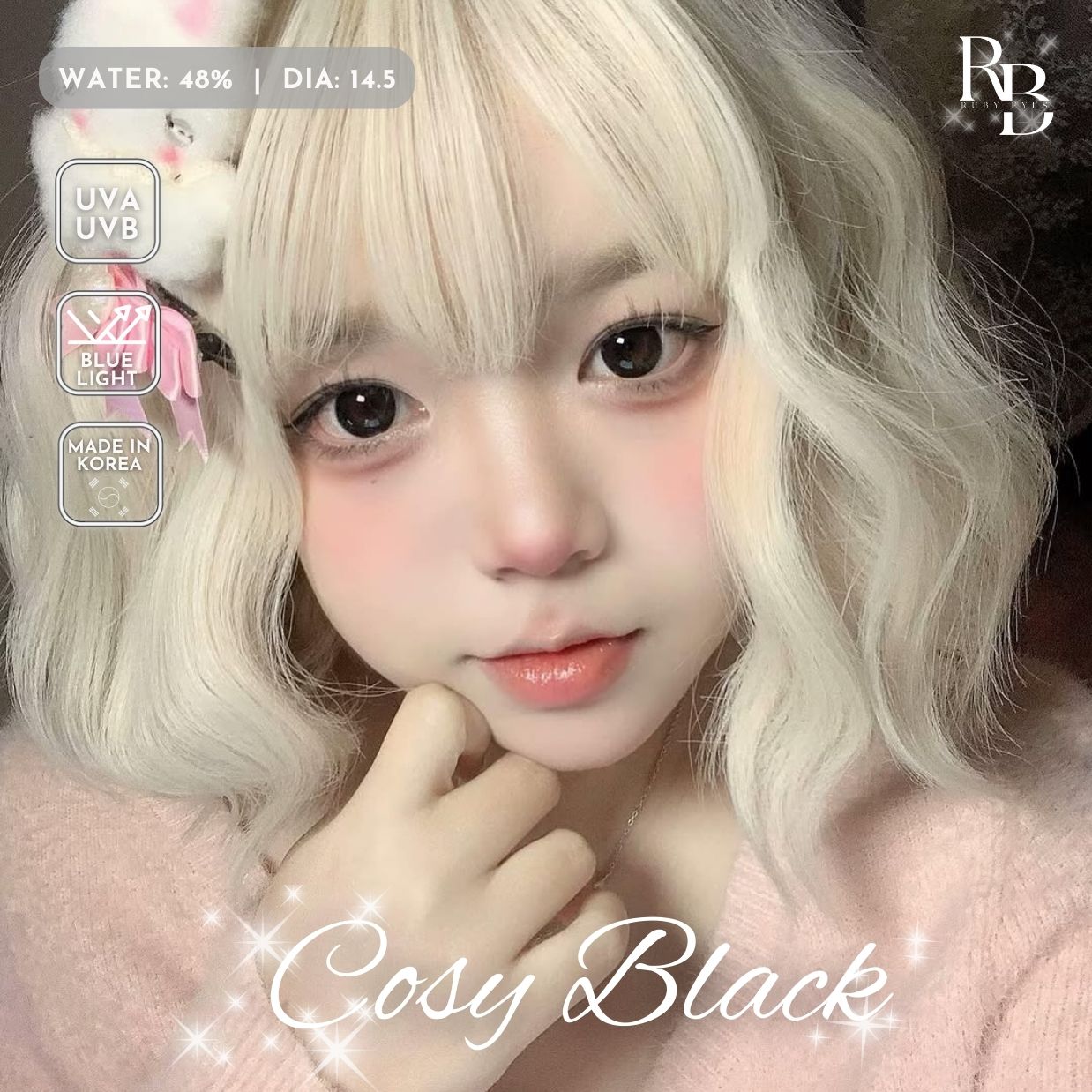 Kính Áp Tròng Màu Đen Cosy Black 14.5mm