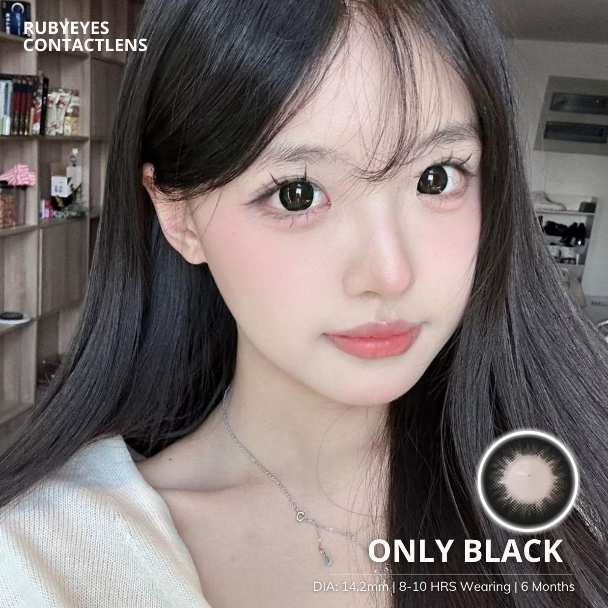 Kính Áp Tròng Màu Đen Only Black Size Vừa (Lens 0 Độ)
